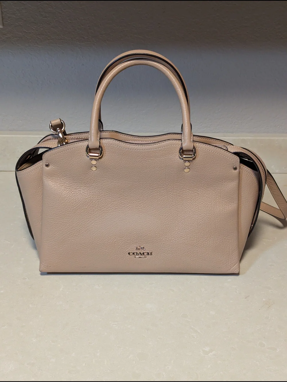 Coach Beachwood/Gold Pebble Leather Dome Satchel -